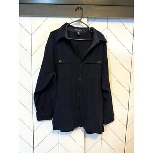 Brandini Men’s XL Wool Midnight Blue Long Sleeve Button Down Shacket Shirt